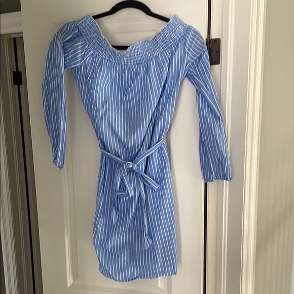Blue Striped Off-Shoulder Dress - Picture 1 of 1